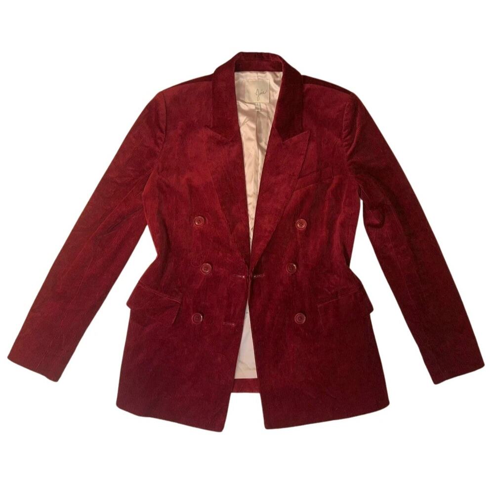 JOIE Markina Women's Corduroy Double-Breasted Blazer Jacket Size 2 Burgundy Red